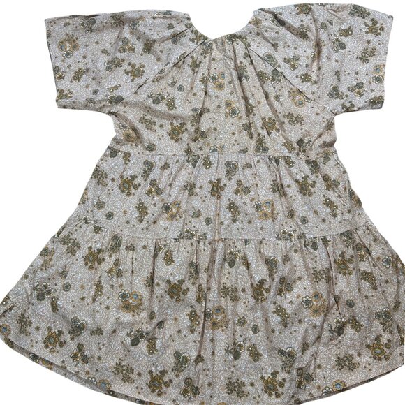 NWT Elan Oversized Floral Mini Dress Tan Folk floral Size Small - Picture 5 of 6